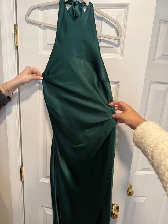 Hello Molly Emerald Halter Satin Maxi Dress - Picture 4 of 5